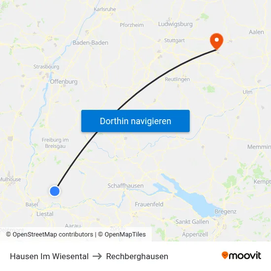 Hausen Im Wiesental to Rechberghausen map