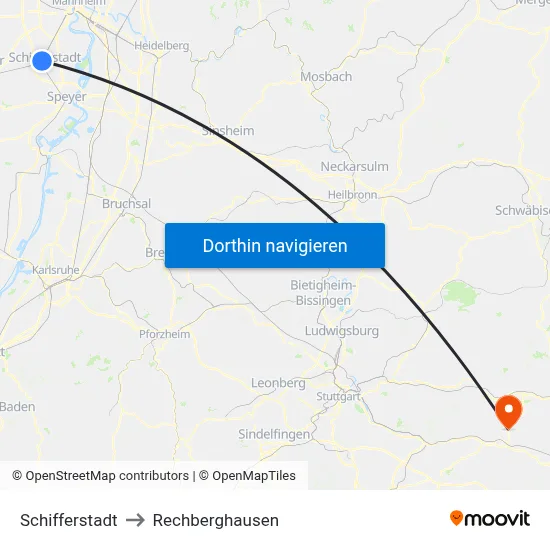 Schifferstadt to Rechberghausen map