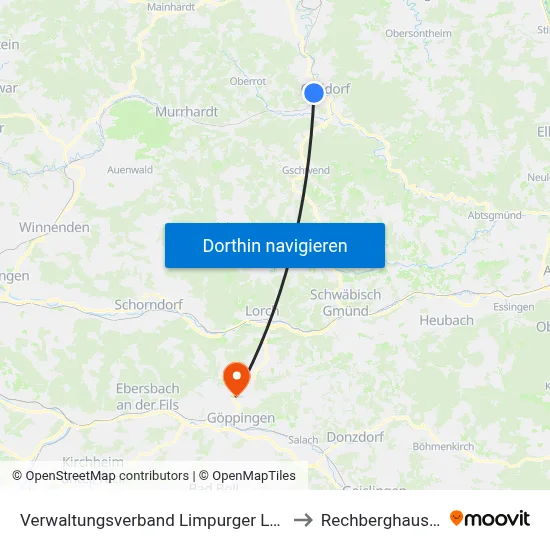Verwaltungsverband Limpurger Land to Rechberghausen map