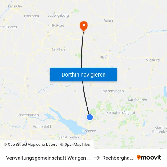 Verwaltungsgemeinschaft Wangen Im Allgäu to Rechberghausen map