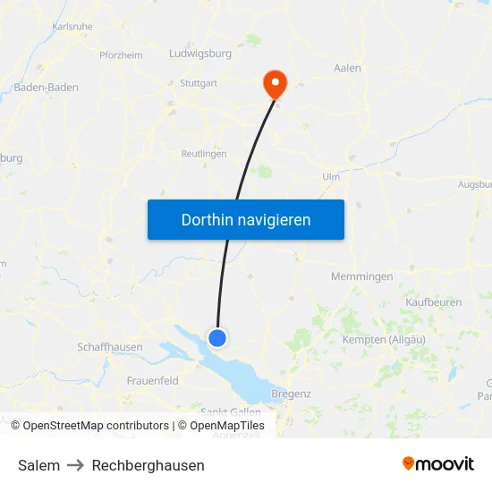 Salem to Rechberghausen map