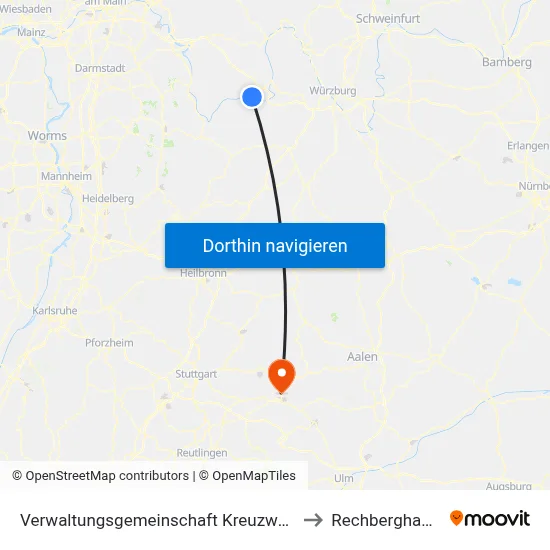 Verwaltungsgemeinschaft Kreuzwertheim to Rechberghausen map