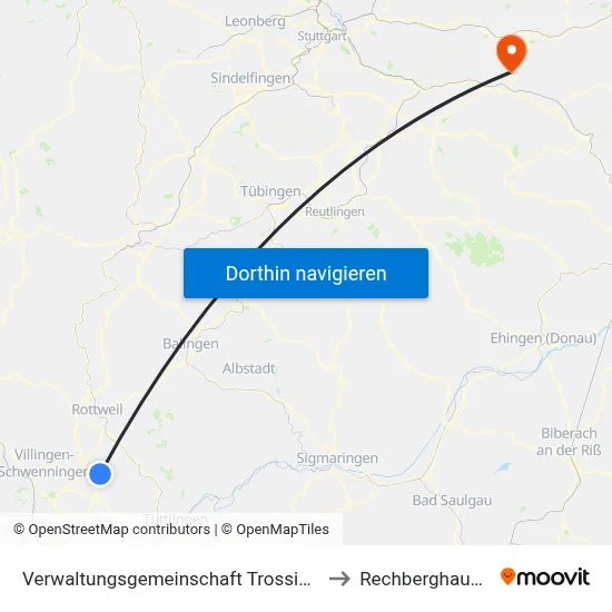 Verwaltungsgemeinschaft Trossingen to Rechberghausen map