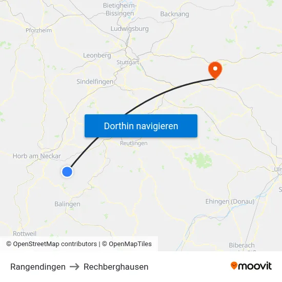 Rangendingen to Rechberghausen map
