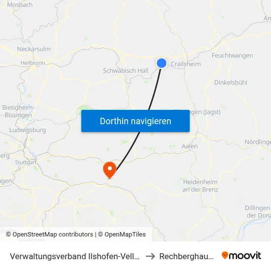 Verwaltungsverband Ilshofen-Vellberg to Rechberghausen map