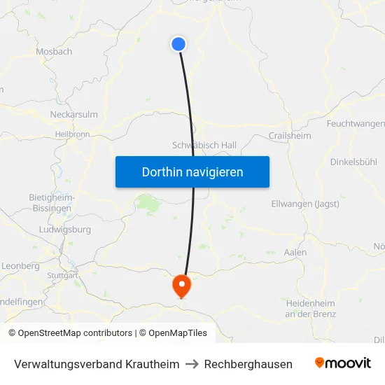 Verwaltungsverband Krautheim to Rechberghausen map