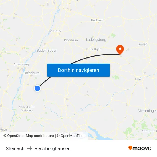 Steinach to Rechberghausen map