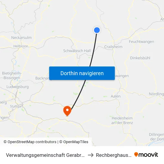 Verwaltungsgemeinschaft Gerabronn to Rechberghausen map