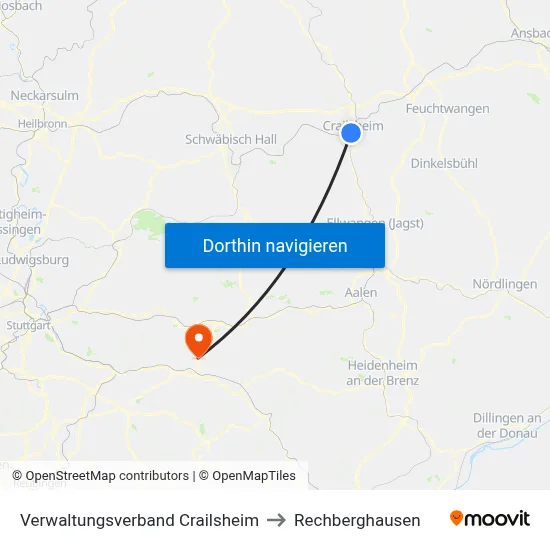 Verwaltungsverband Crailsheim to Rechberghausen map