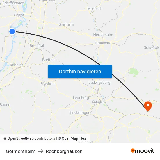 Germersheim to Rechberghausen map