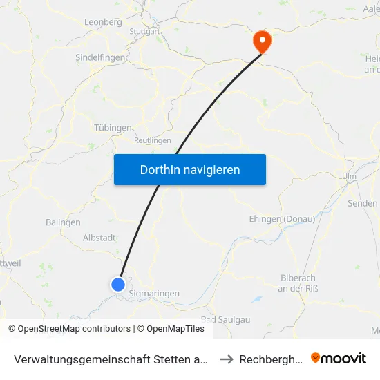 Verwaltungsgemeinschaft Stetten am Kalten Markt to Rechberghausen map