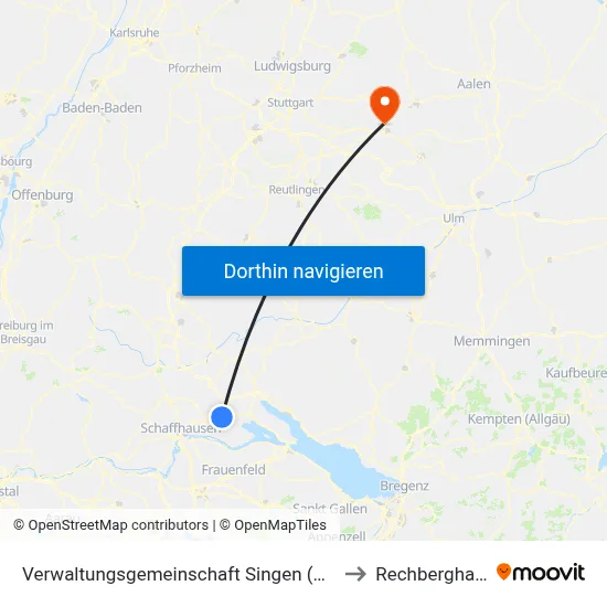 Verwaltungsgemeinschaft Singen (Hohentwiel) to Rechberghausen map