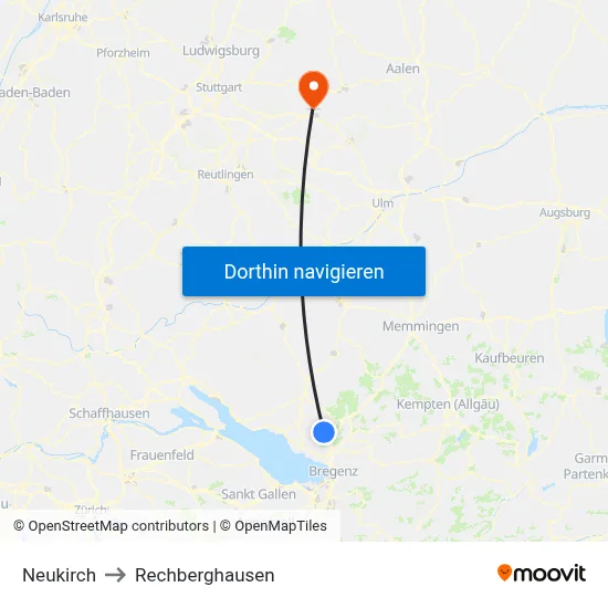 Neukirch to Rechberghausen map