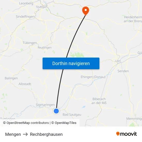 Mengen to Rechberghausen map
