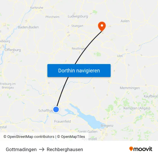 Gottmadingen to Rechberghausen map