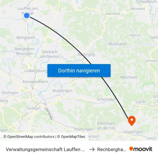 Verwaltungsgemeinschaft Lauffen am Neckar to Rechberghausen map
