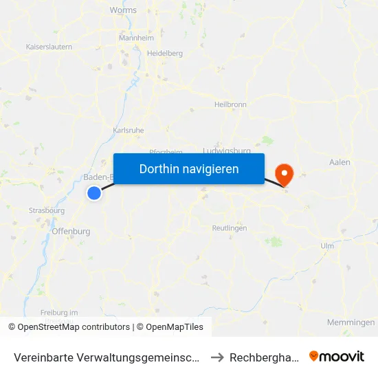 Vereinbarte Verwaltungsgemeinschaft Bühl to Rechberghausen map
