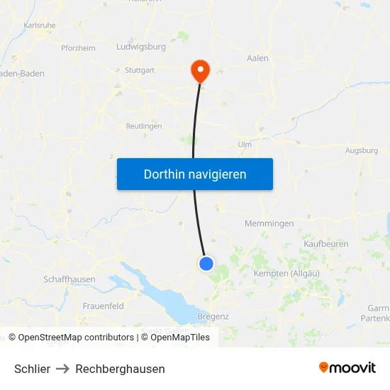 Schlier to Rechberghausen map