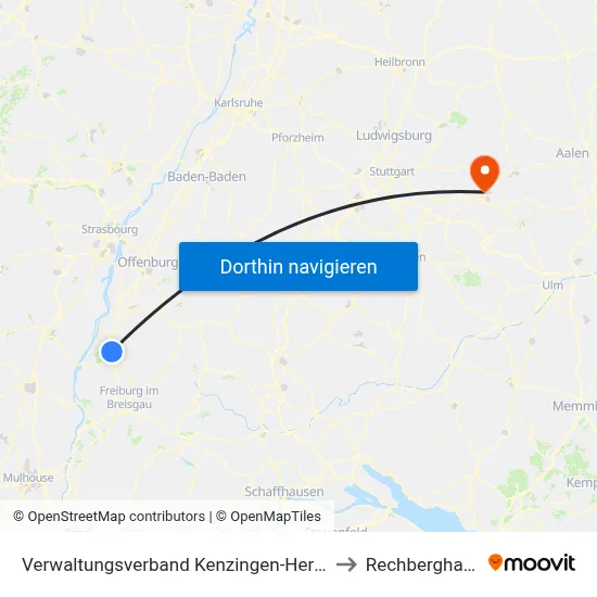 Verwaltungsverband Kenzingen-Herbolzheim to Rechberghausen map