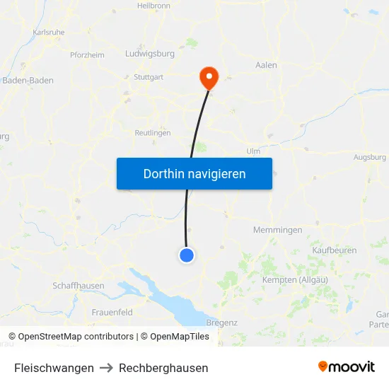 Fleischwangen to Rechberghausen map