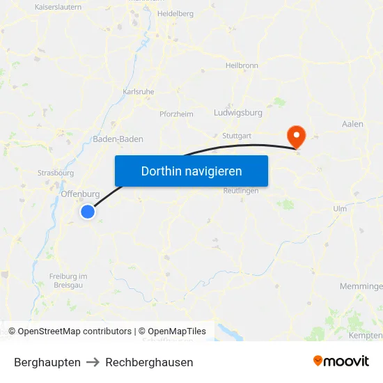 Berghaupten to Rechberghausen map