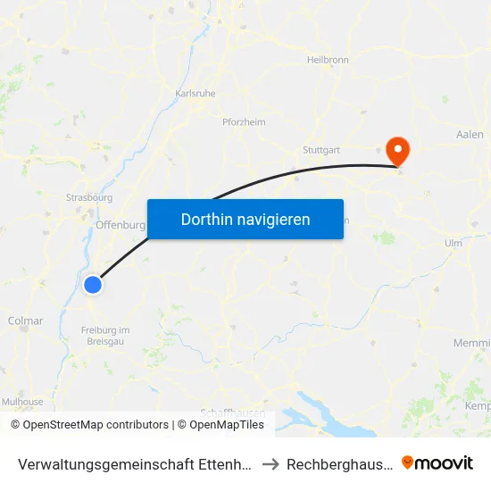 Verwaltungsgemeinschaft Ettenheim to Rechberghausen map
