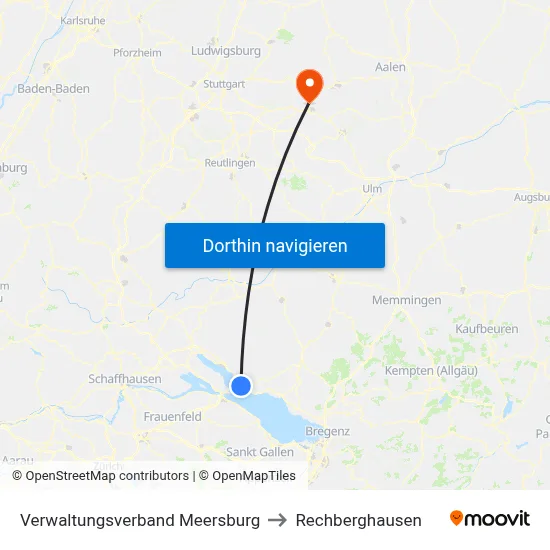 Verwaltungsverband Meersburg to Rechberghausen map