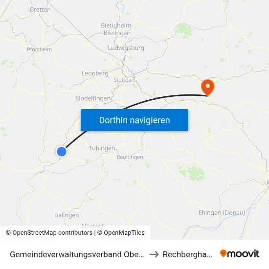 Gemeindeverwaltungsverband Oberes Gäu to Rechberghausen map