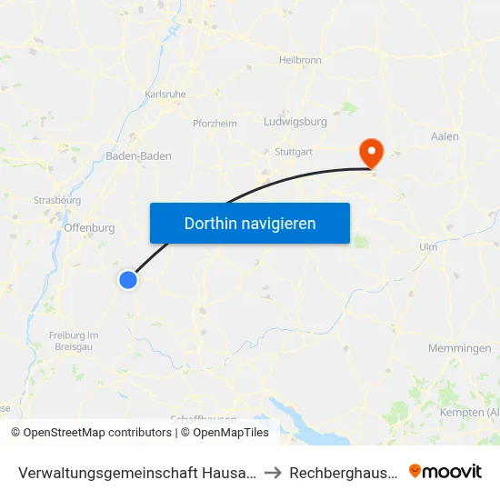 Verwaltungsgemeinschaft Hausach to Rechberghausen map