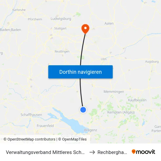Verwaltungsverband Mittleres Schussental to Rechberghausen map