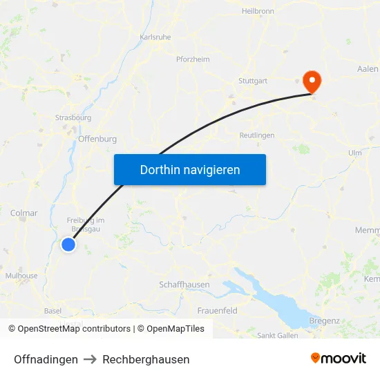 Offnadingen to Rechberghausen map