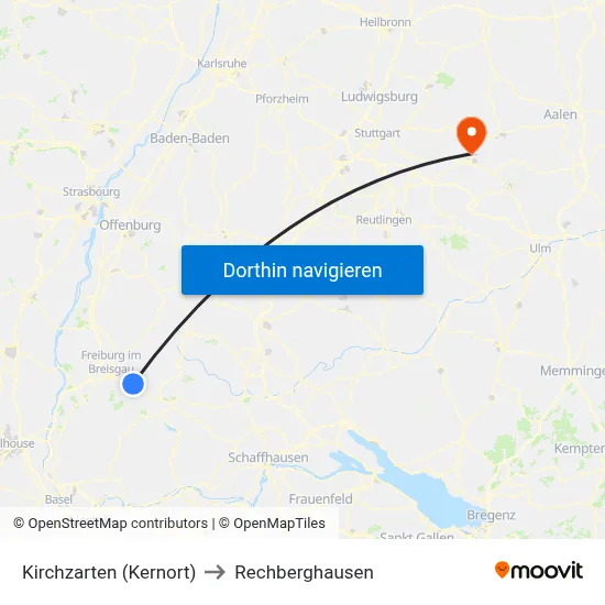 Kirchzarten (Kernort) to Rechberghausen map