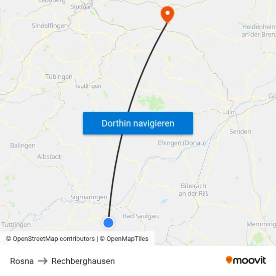 Rosna to Rechberghausen map