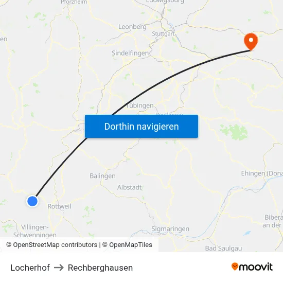 Locherhof to Rechberghausen map