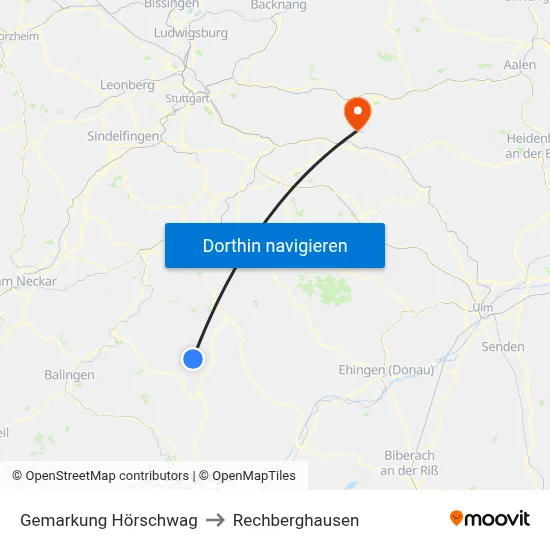 Gemarkung Hörschwag to Rechberghausen map