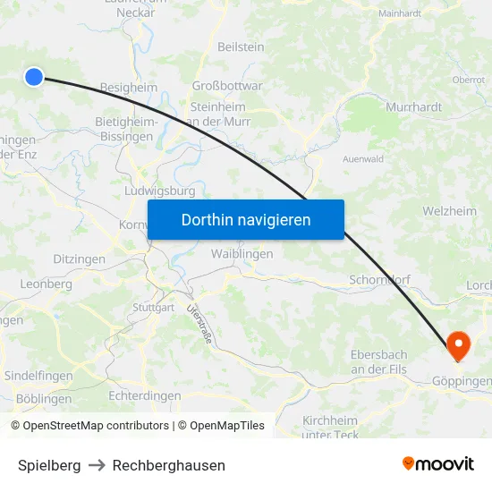 Spielberg to Rechberghausen map