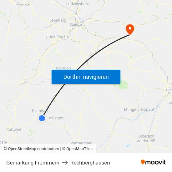 Gemarkung Frommern to Rechberghausen map