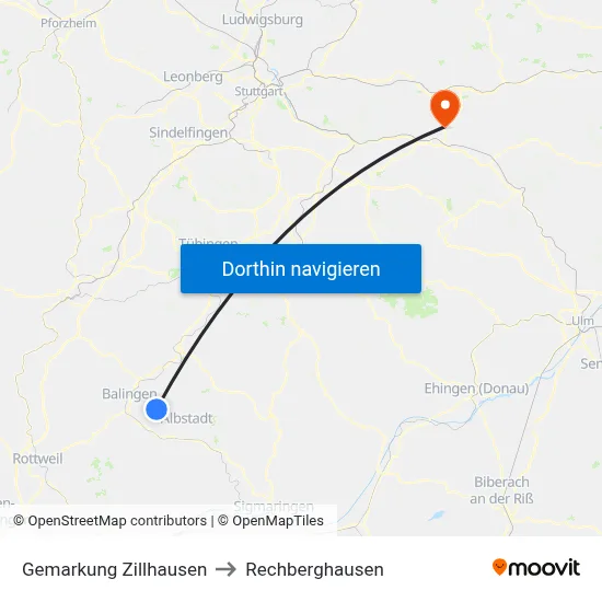 Gemarkung Zillhausen to Rechberghausen map