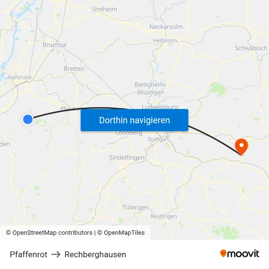 Pfaffenrot to Rechberghausen map