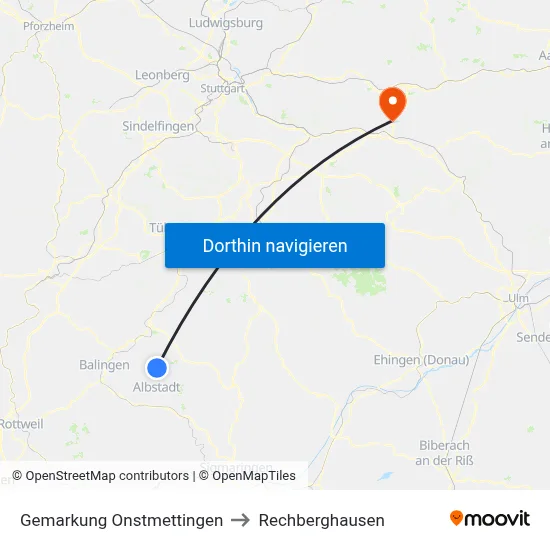Gemarkung Onstmettingen to Rechberghausen map