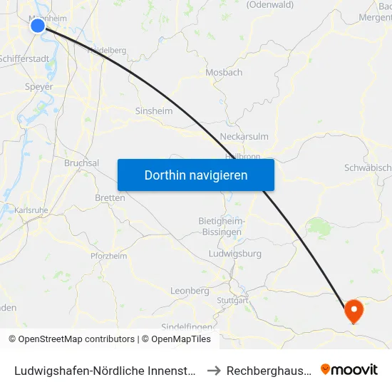 Ludwigshafen-Nördliche Innenstadt to Rechberghausen map