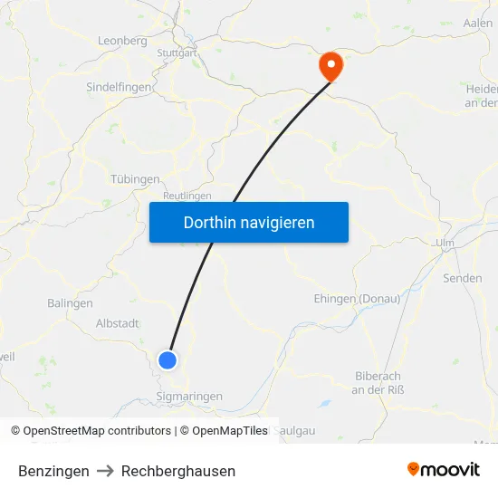 Benzingen to Rechberghausen map