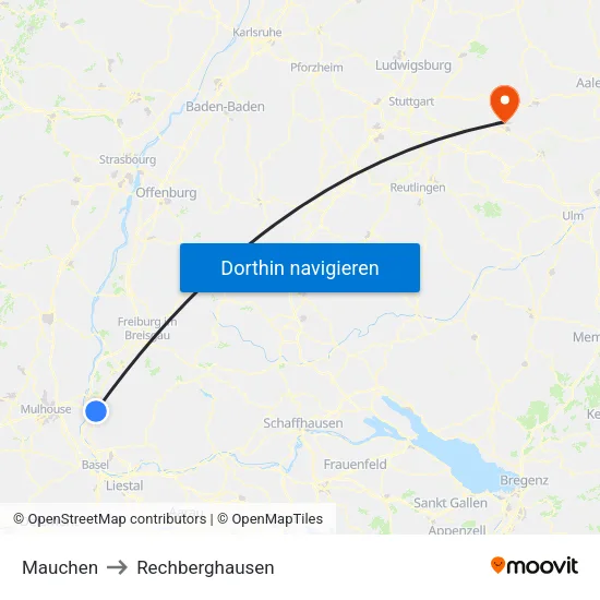 Mauchen to Rechberghausen map