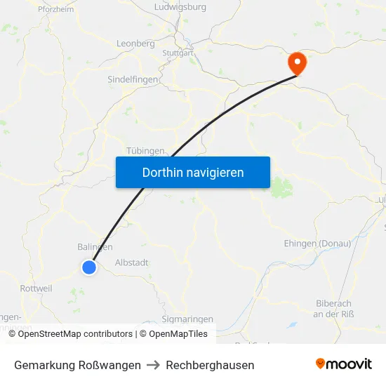 Gemarkung Roßwangen to Rechberghausen map