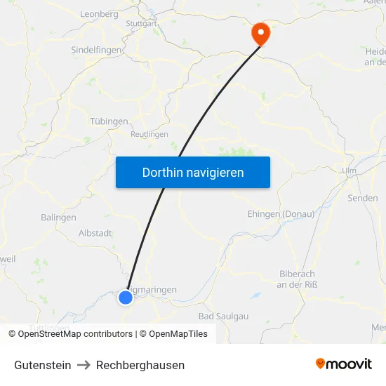 Gutenstein to Rechberghausen map