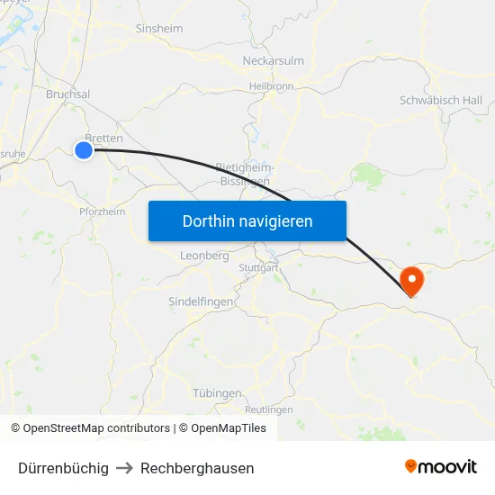 Dürrenbüchig to Rechberghausen map