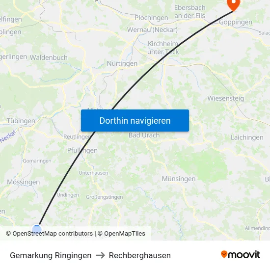 Gemarkung Ringingen to Rechberghausen map