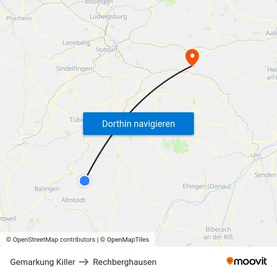Gemarkung Killer to Rechberghausen map