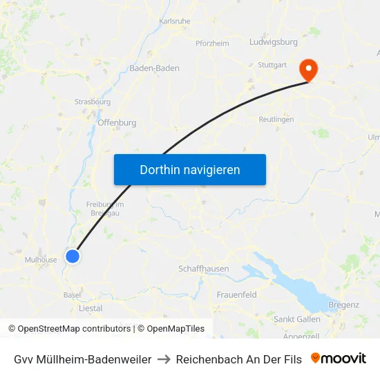 Gvv Müllheim-Badenweiler to Reichenbach An Der Fils map