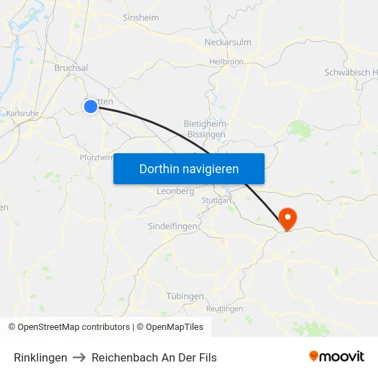 Rinklingen to Reichenbach An Der Fils map